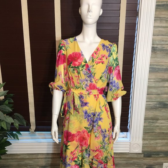 JESSICA HOWARD YELLOW FLORAL DRESS SIZE 6 - Picture 4 of 14